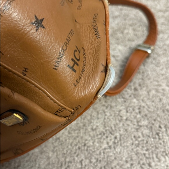 Vintage Made in Germany HCL Backpack Women Small Brown Leather Drawstring Bag main image 12